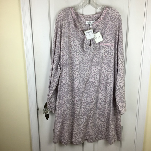 NWT Karen Neuburger Pink & Gray Animal Print Sleepshirt/Nightgown, 3X - Picture 1 of 5